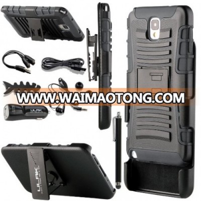 Note 3 Case, Galaxy Note 3 Case - ULAK 3 Layers Holster Case with Kickstand and Locking Belt Swivel Clip Rugged Hybrid Full Protective Case for Samsun